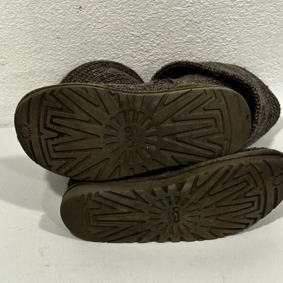 UGG Cable Knit Boots Grey Tall / Fold Over For Shorter Length 3 Button US Size 6 - Picture 11 of 11